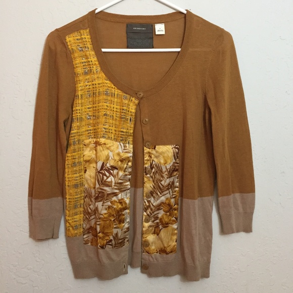 Anthropologie-Unique Cardigan with Silk Patchwork - Picture 1 of 6